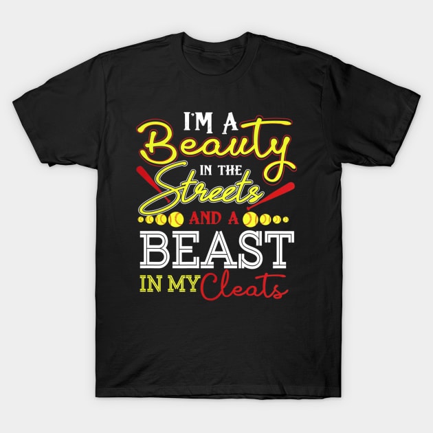 Streets Beast Softball Player T-Shirt by Magic Ball